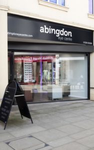 Abingdon Eye Centre illuminated shopfront signage for opticians and shopfront respray by Mewscraft 1