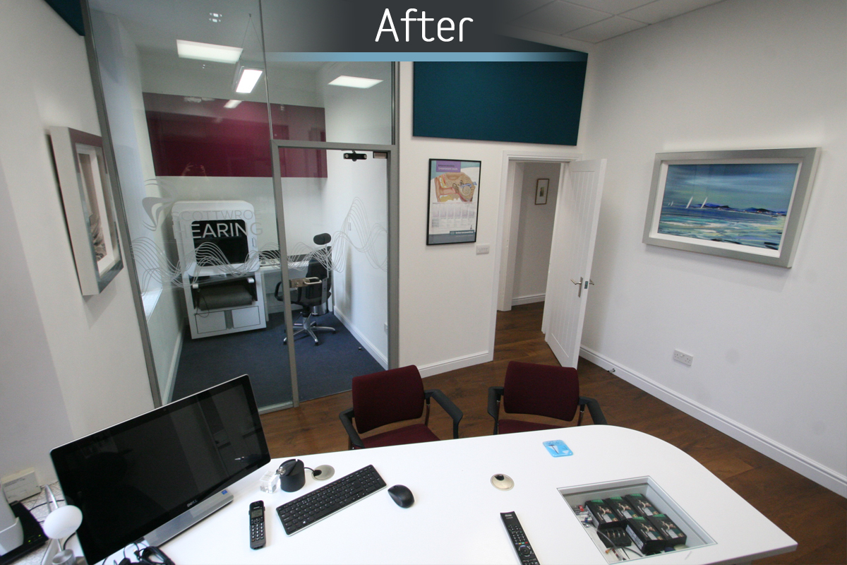 Scott Wroe Hearing Centre modern interior refurbishment by Mewscraft 