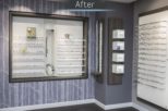 Richard Stent Opticians retail display after commercial Interior design and refurbishment by Mewscraft 