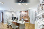Linklaters Opticians dispensing area after commercial Interior design and refurbishment by Mewscraft